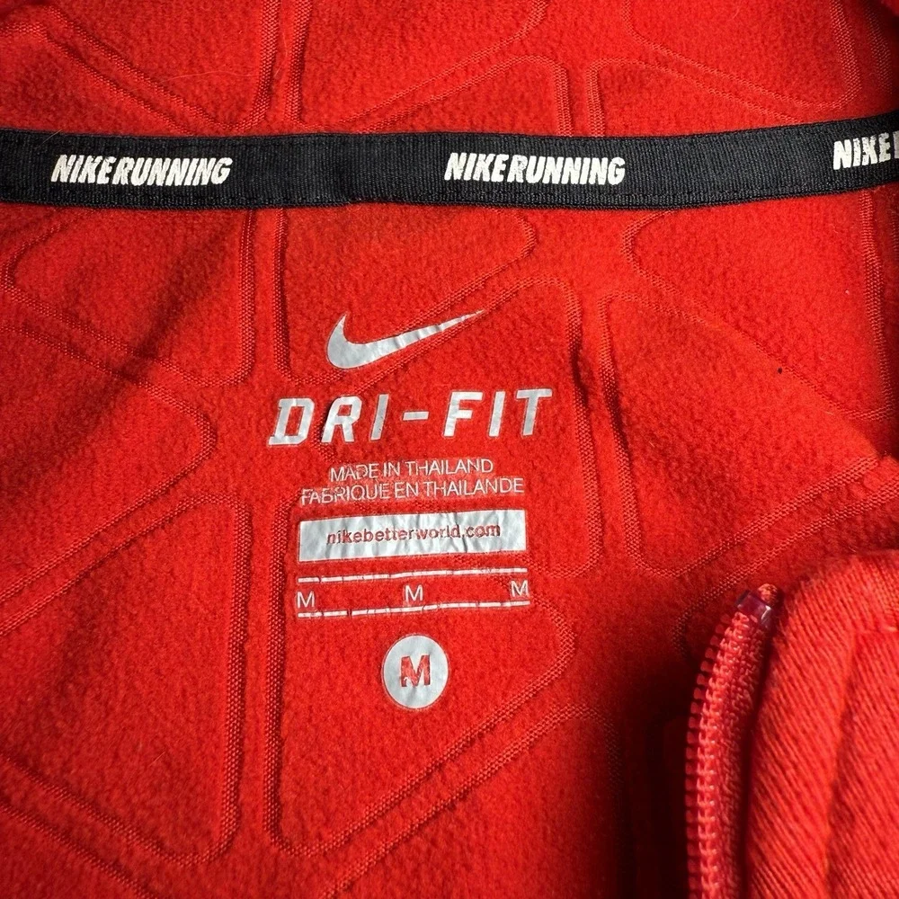 Nike Men's M Running Shirt Red‎ Long Sleeve 1/4 Zip-Up Dri-Fit Thumbholes